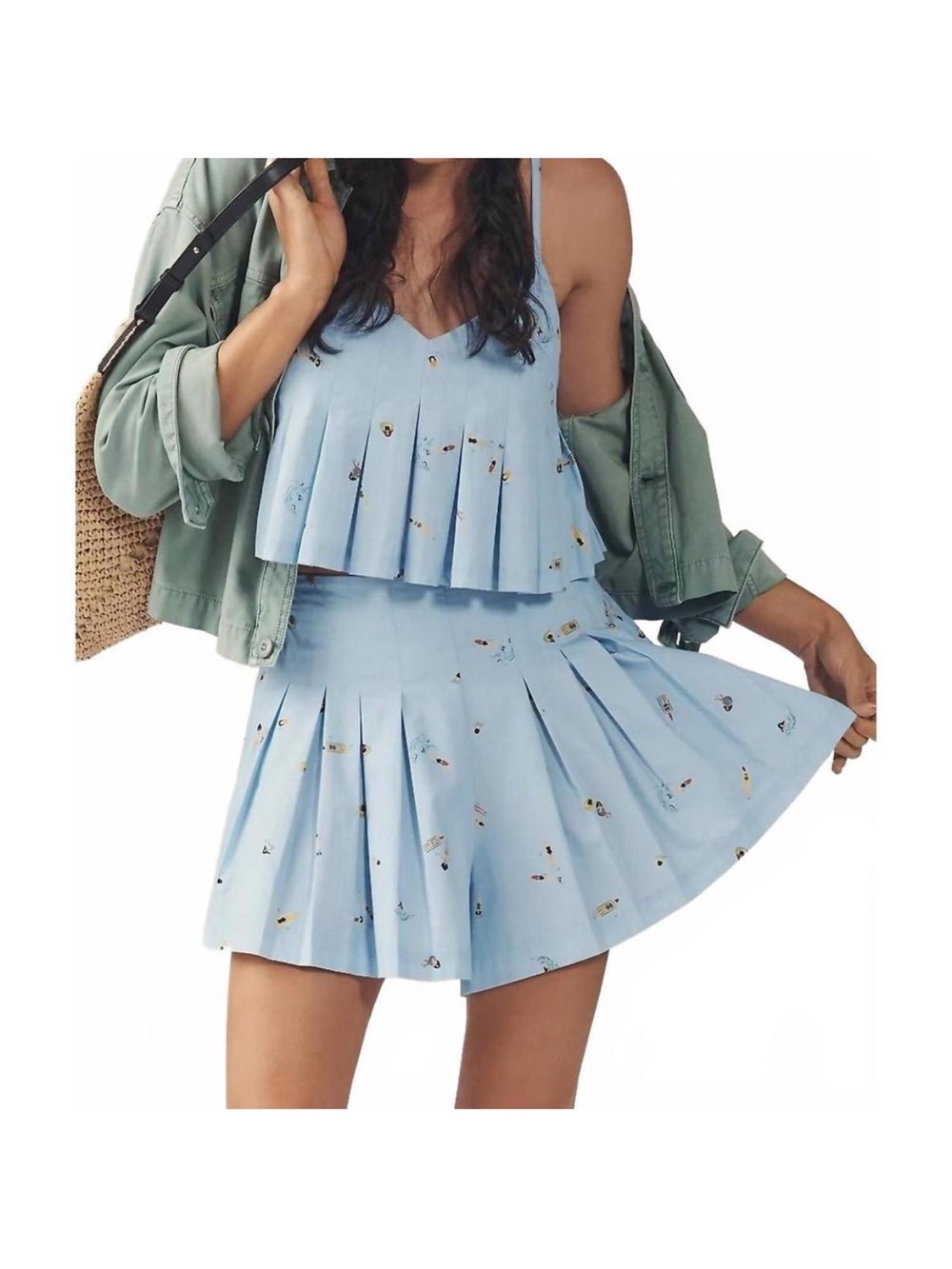 Tuckernuck EN SAISON zoey pleated skirty shorts in blue - Picture 3 of 7